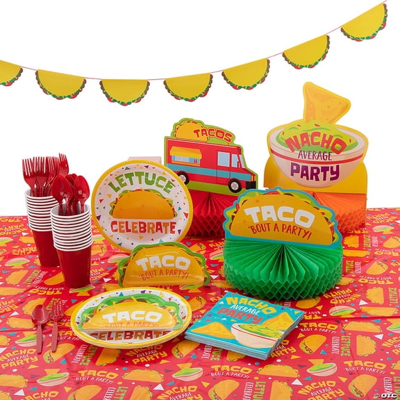 77 Pieces Taco Party Tableware Kit for 8 Guests