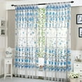 thumbnail image 1 of 77" Sheer Curtains, Peony Flower Embroidered Transparent Curtains, Colorful Curtains Window Screenings for Bedroom Living Room(Blue), 1 of 6