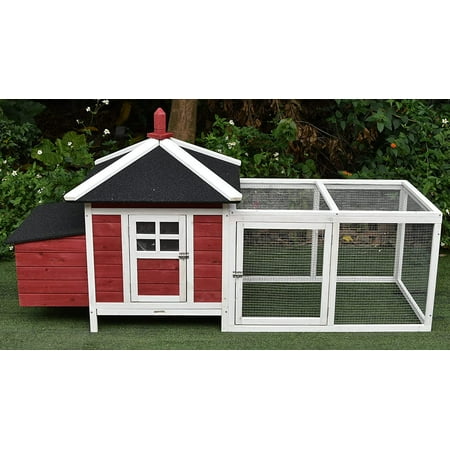 77" Solid Wood Backyard Chicken Coop with 2 Nesting Boxes