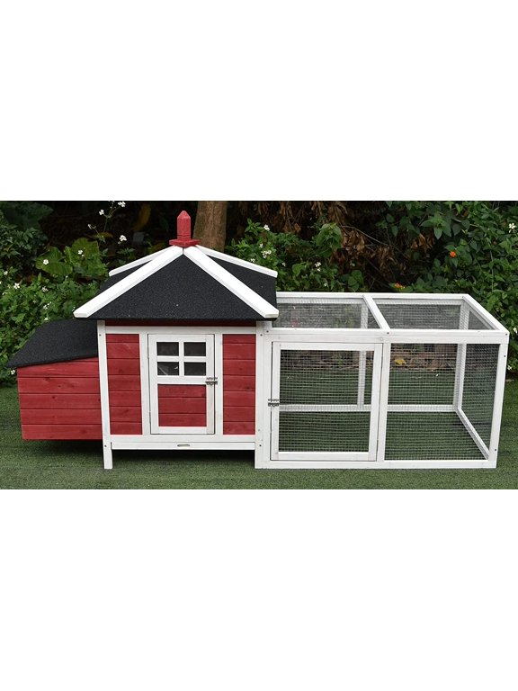 77" Solid Wood Backyard Chicken Coop with 2 Nesting Boxes