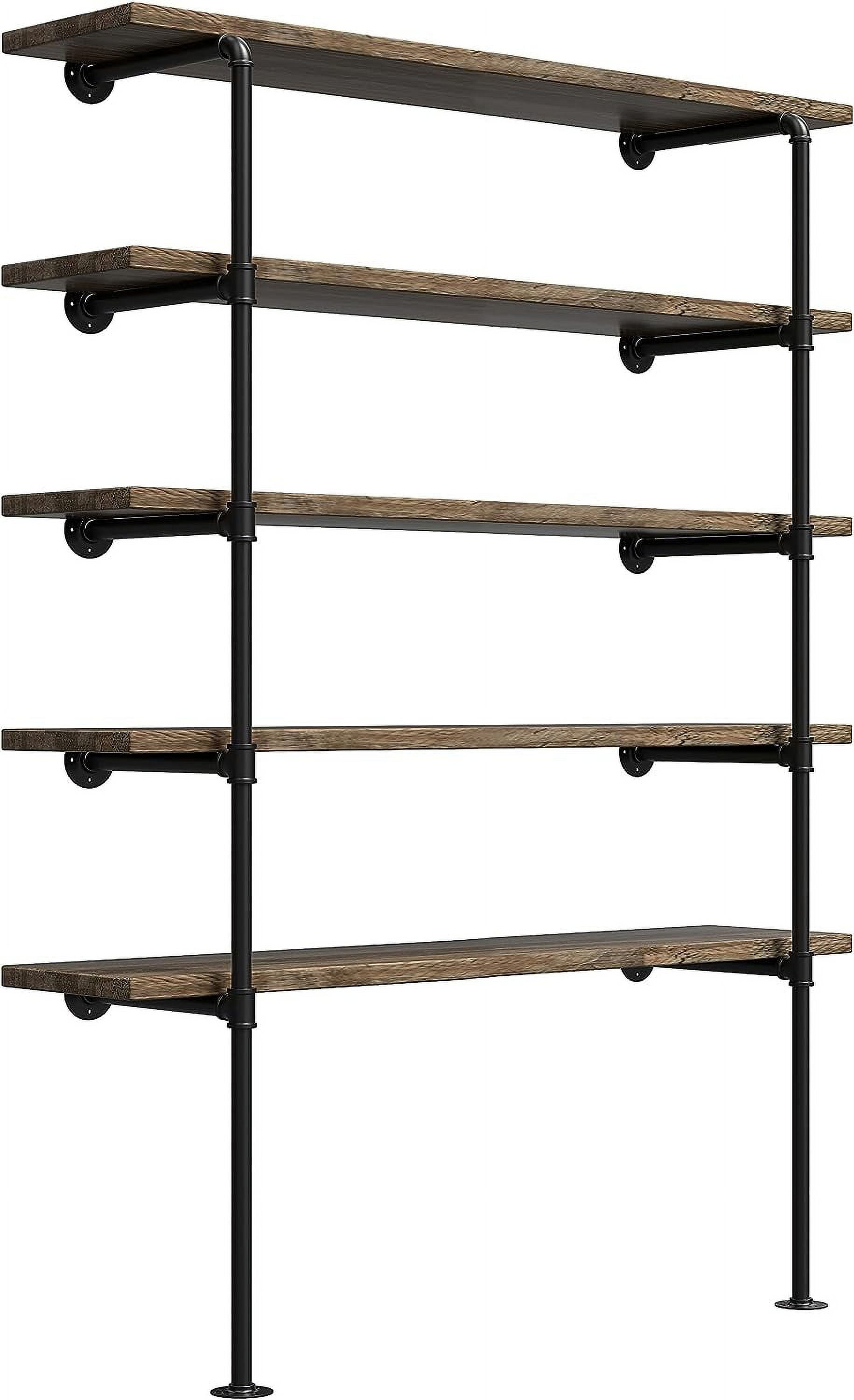 (77"Tall,14"Deep,2pcs) Industrial Retro Wall Mount Iron Pipe Shelf,DIY