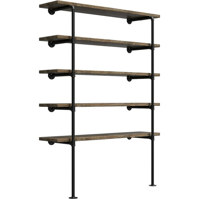 (77"Tall,14"Deep,2pcs) Industrial Retro Wall Mount Iron Pipe Shelf,DIY