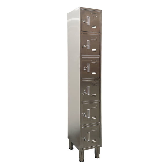 77 in. High Six Tier Assembled Metal Locker, 6 Doors Stainless Steel Locker