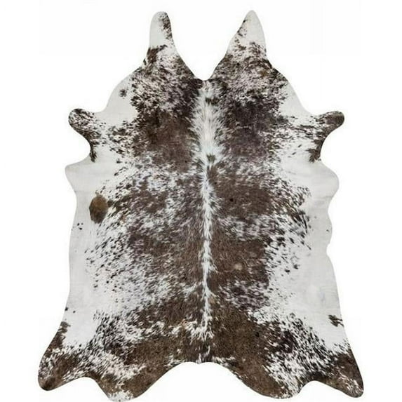 77 in. x 98 in. Krava Brown & White Faux Fur Hide Rectangle Area Rug