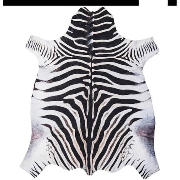 77 in. x 98 in. Krava Zebra Print Faux Fur Hide Rectangle Area Rug
