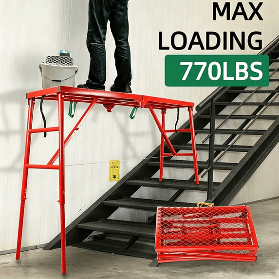 QUHEE 770 LBS Heavy-Duty Scaffolding Work Platform, 5-Level Height ...