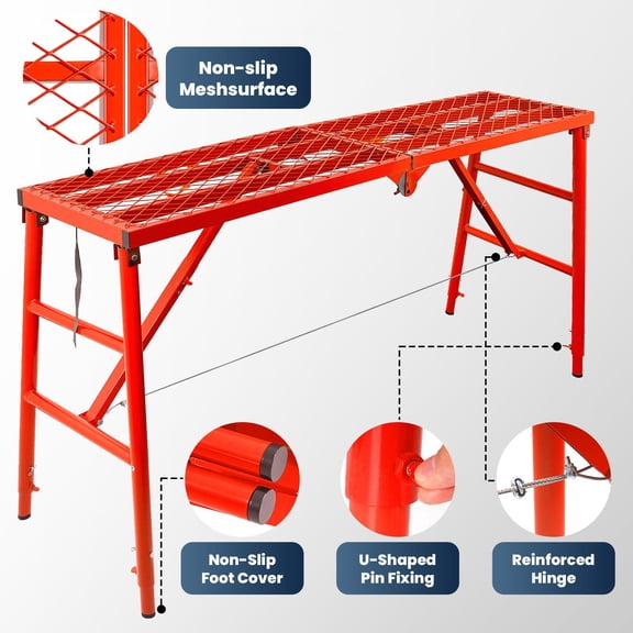 770 Lbs Scaffolding Platform, Work Platform for Construction Teams and DIY Users, Adjustable Scaffolding Ladder for Electricians Painters and Renovators