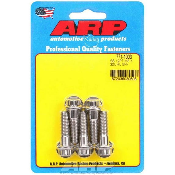 771-1003 8 x 1.25 x 30 mm 12-Point Stainless Steel Bolt Kit - Pack of 5