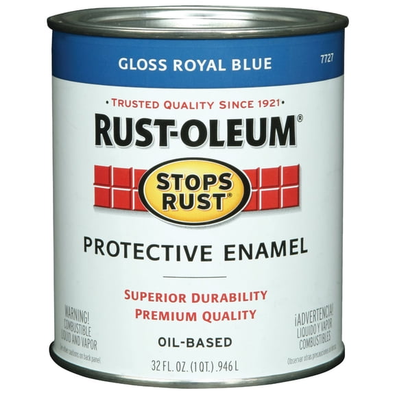 TEMA 7727502 Stops Rust Brush On Paint, Quart, Gloss Royal Blue New Version Interior & Exterior Use, Professional Finish