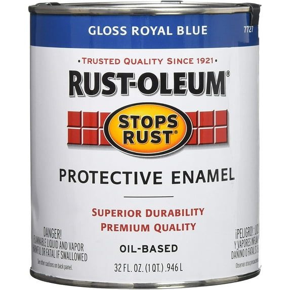 7727502 Stops Rust Brush On Paint, Quart, Gloss Royal Blue New Version