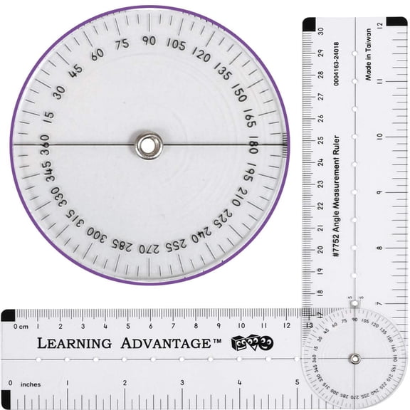 -7752 Angle Measurement Ruler - Clear, Flexible and Adjustable Geometry Measuring Tool Measure Angles to 360 Degrees Lines 12"