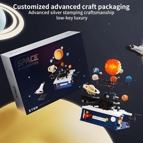775pcs Space Exploration Rotation Solar System Building Blocks Set, 9 Planets with Spaceship, Educational Toys for Science Experiments, Perfect Christmas Thanksgiving Day Gift for Kids&teens Over 8