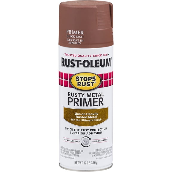 7769830 Stops Rust Rusty Metal primer Spray, 12 oz, Flat Brown