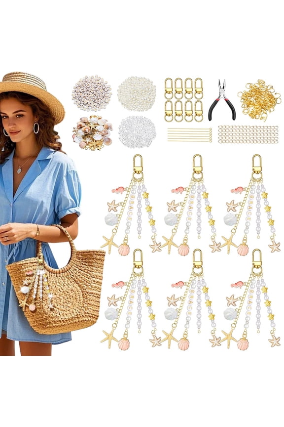 776Pcs Ocean Themed DIY Keychain Making Kit, Letter Beads Shell Charms Jewelry Making Supplies with Pliers Threading Needles for DIY Supplies
