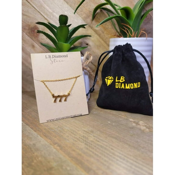 777 Angel Number Necklace, Old English 925 Sterling Silver Healing Numbers Necklace,