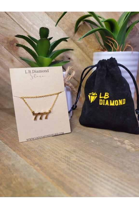 777 Angel Number Necklace, Old English 925 Sterling Silver Healing Numbers Necklace,