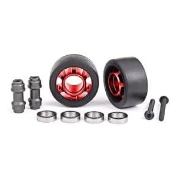 7775R Wheels, Wheelie Bar, 6061- Aluminum (Red-Anodized) (2)