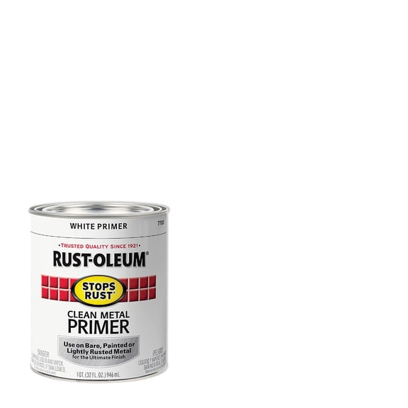 Rust-Oleum Protective Enamel Paint Primer - Flat White, Clean Metal - 32 Ounce, New Version — Interior & Exterior Use, Professional Finish