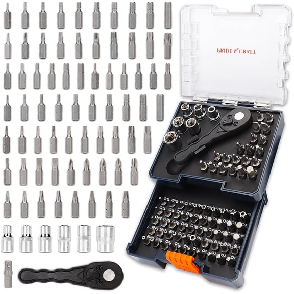 77PC 1/4" Magnetic Ratchet Wrench Set, Screwdriver Bits Set, Mini Sockets Set, For Tiny Spaces