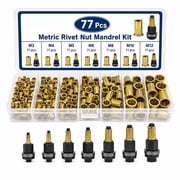 77PCS Carbon Steel Rivet Nut Tool Set, Rivet Nut Mandrel Assortment Kit