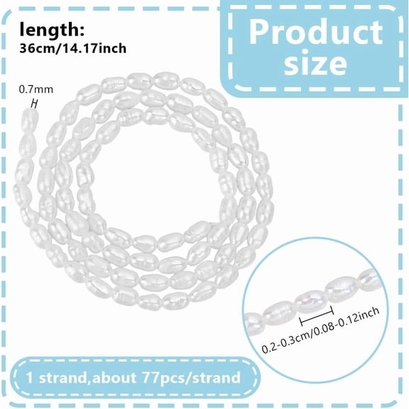 77Pcs Natural Cultured Freshwater Pearls Natural Pearl Beads Strand Loose Beads Keshi Pearl Bead Irregular Pearls Bead White for DIY Crafts Jewelry Making Hole:0.7mm
