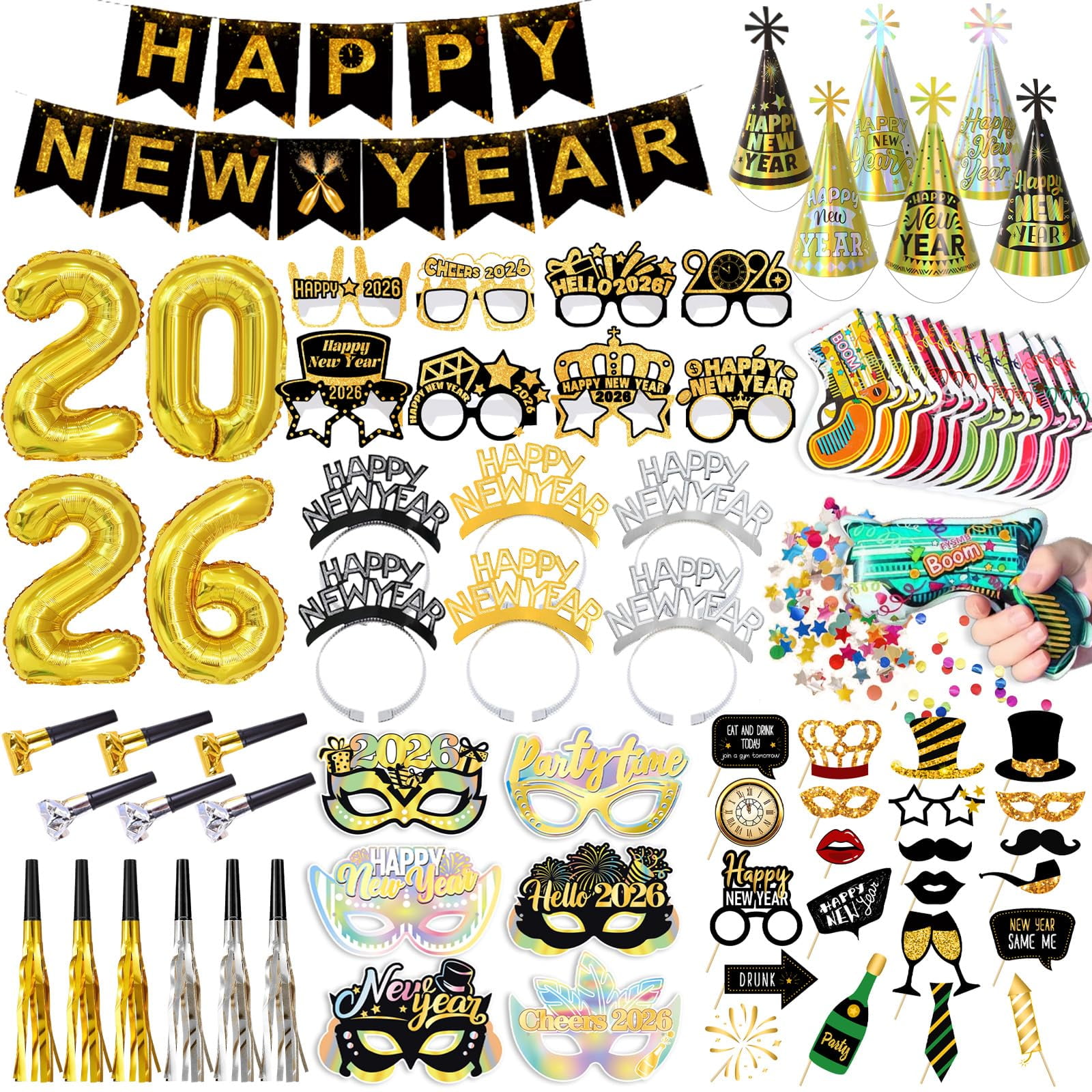 77Pcs New Years Eve Party Supplies 2026 Happy New Years Decorations ...