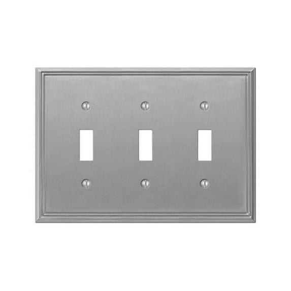 77TTTBN Metro Line 3 Gang Toggle Wall Plate Brushed Nickel