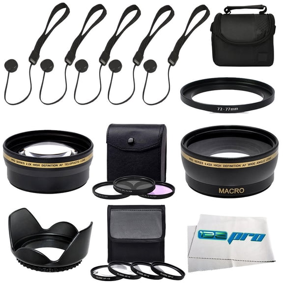 77mm I3ePro-Advanced Accessory Bundle Featuring: 77mm UV-CPL-FLD Filters w/Case + 77mm +1 +2 +4 +10 Close-Up Macro Lenses + 0.45x Wide Angle Lens For 77mm Lens + 2x Telephoto Lens For 77mm Lens + 77mm