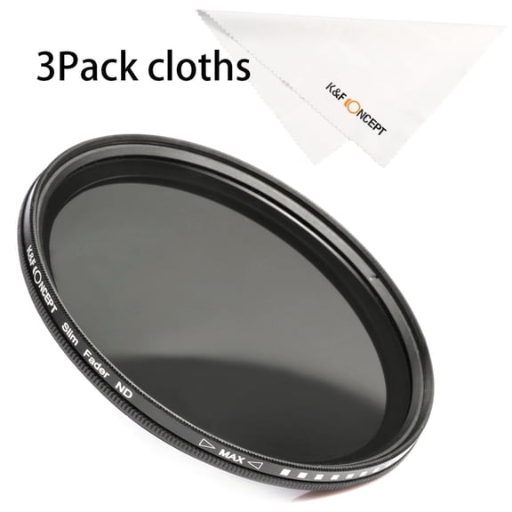 77mm K&F CONCEPT Variable ND2-ND400 ND Lens Filter (1-9 Stops) for Camera Lens, Adjustable Neutral Density Filter with 3Pcs Microfiber Cleaning Cloth