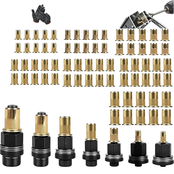 77pcs Rivet Nut Tool Kit, Head Rivet Nut Tool Kit, Carbon Steel Rivet Nut Tool Set, 6 Size Rivet Nut Mandrel Set, Hand Riveter Tool Accessories M3-M10 for Sheet Metal, Car, Pipes & Furniturem3-m12