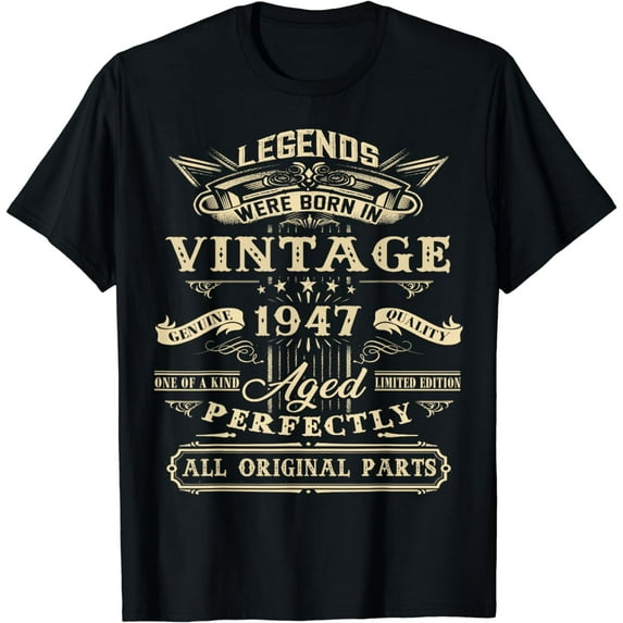 77th Birthday Gift For Legends Born 1947 77 Yrs Old Vintage T-Shirt