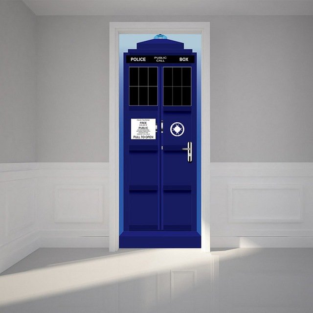 77x200cm 3D Door Sticker Forest Wall Mural Art Green Tree Drawbridge