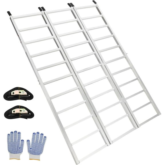 77x54 Inch Tri Fold Aluminum Truck Loading Ramps, 1500 Lbs Heavy Duty Rust Proof ATV Ramp with Load Straps & Treads, Non Slip, Suitable for Motorcyle/Lawn Mower/Dirtbike