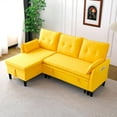 thumbnail image 1 of 78.35''L-Shaped Reversible Chaise Sectional Sofa with Storage–Cotton-Linen Upholstery, Multi-functional storage sofa bed,Sofa couches for living room,Apartments & Offices.3-Seater,Yellow, 1 of 8