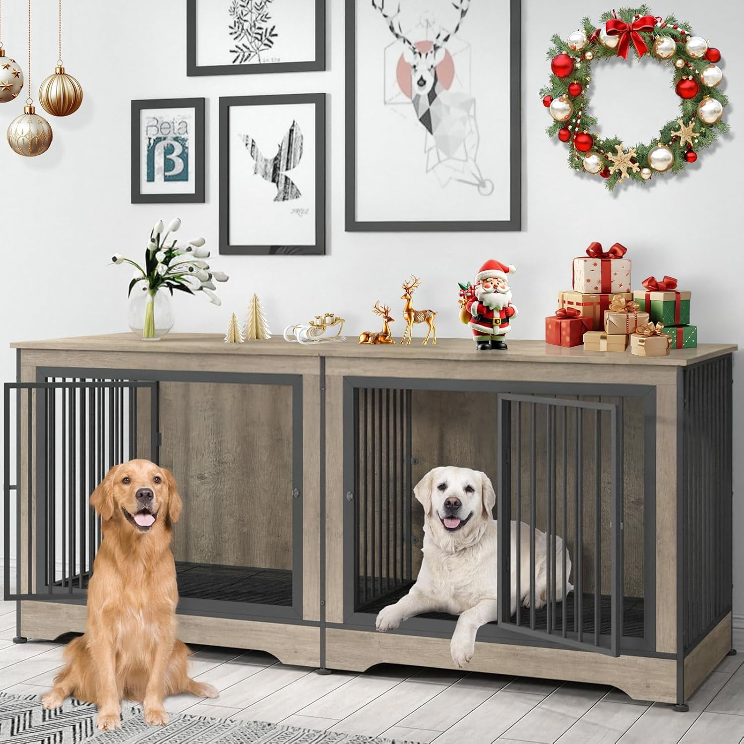 Visual Reference: 78 Double Dog Crate Furniture Xl Double Dog Kennel With