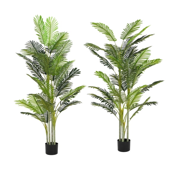 78.5" Artificial Palm Tree with Black Plastic Pot, Set of 2