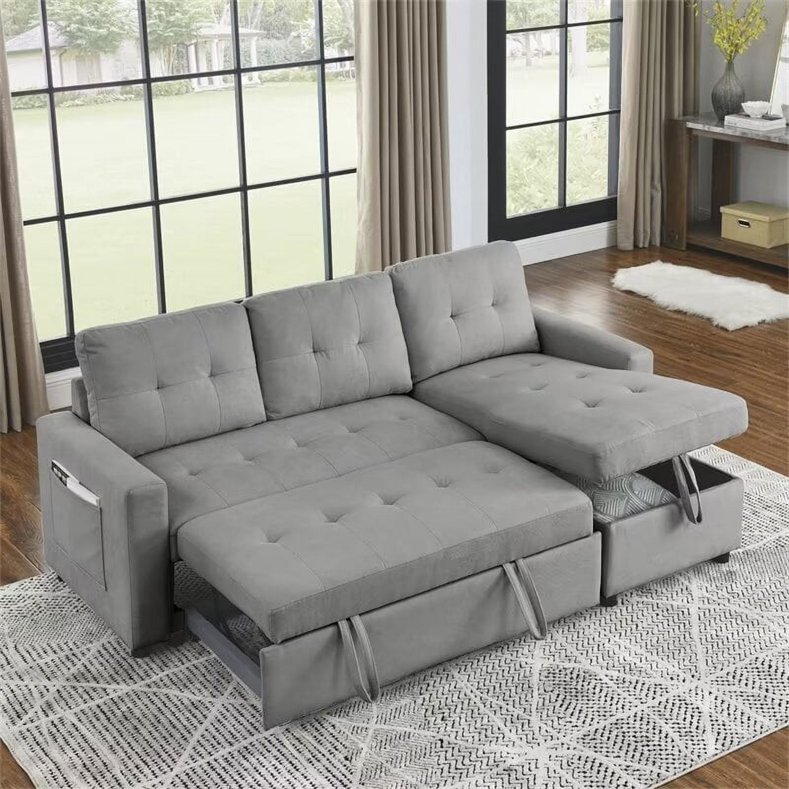78.5" Convertible Sleeper Sofa Bed with Pull Out Couch Bed, Storage