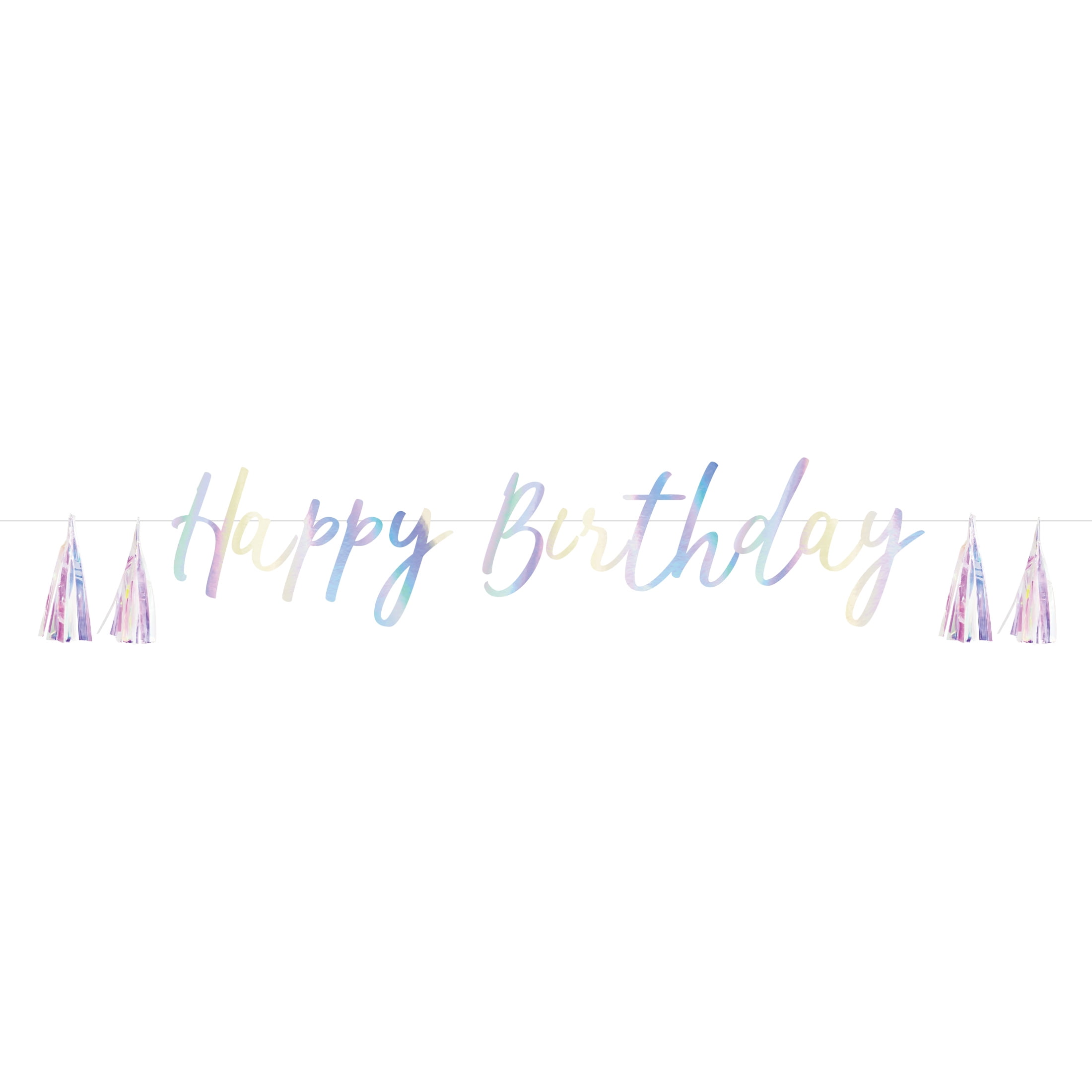 Iridescent Happy Birthday Banner with Tassels, 78.5", by Way To Celebrate