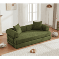 thumbnail image 1 of 78.5" Sofa Bed, Folding Convertible Out Sleeper Sofa Bed, 4-in-1 DIY 3 Seat Combination Convertible Sofa, King Size Folding Sofa for Bedroom, Apartment, Corduroy, Green, 1 of 1