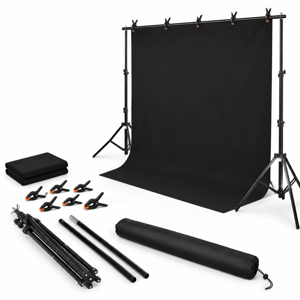 78×59IN Black Photo Studio Background Kit with T-shaped Stand for ...