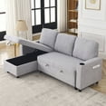 thumbnail image 1 of Hypeshops L-Shaped Sectional Sofa with High-Density Foam and No Written Warranty, Light Gray, 1 of 5