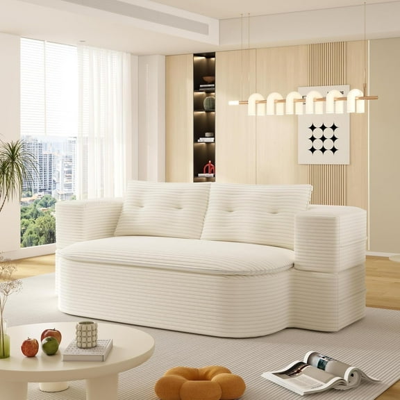 78.7" Convertible Folding Sofa Bed,Queen Size Sleeper Sofa with Blanket,Modern Plush Corduroy Floor & Futon Loveseat Couch,Memory Foam Folding Mattress Sleeper for Living Room