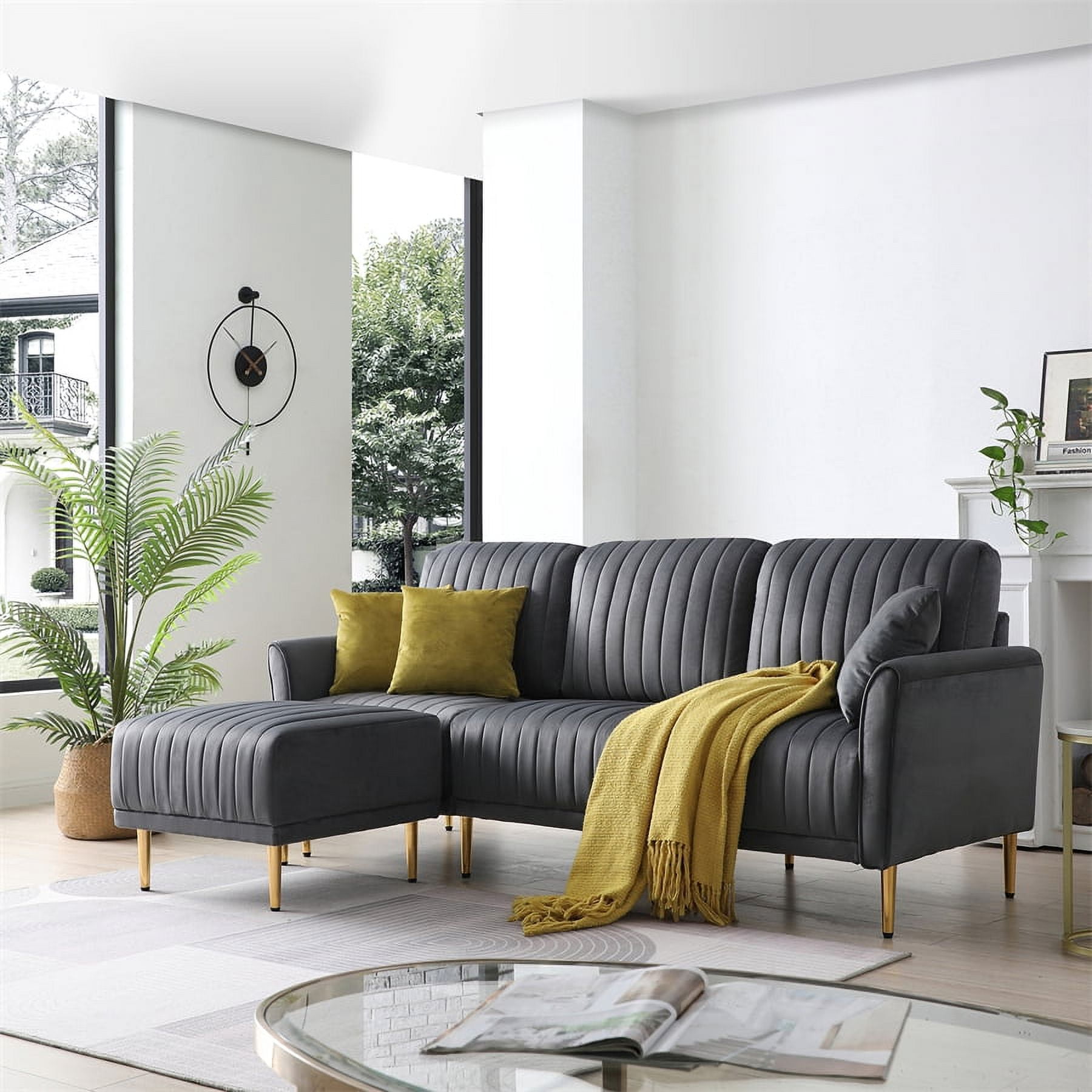 Modern velvet sectional sofa deals