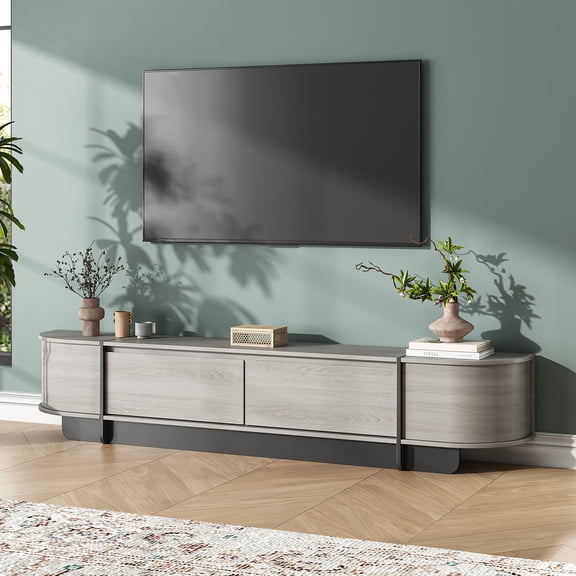 78.7" Curved TV Stand for 85" TVs, Modern Media Console with Storage
