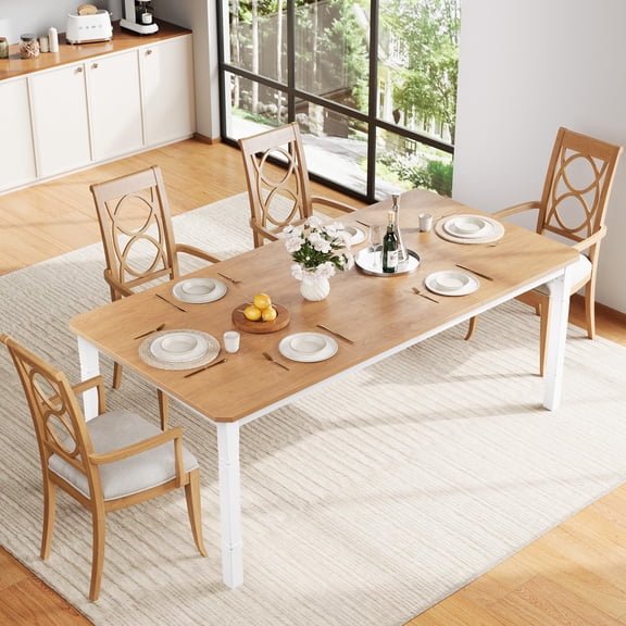 78.7" Dining Table,Kitchen Room Table for 6-8 People,Breakfast Table,Rectangular Dining Table Farmhouse Dining Table Industrial Kitchen Table with Sturdy Metal Frame for Dining Room,Small Space