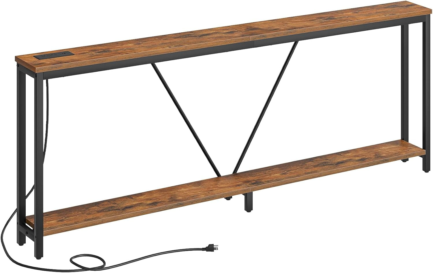 78.7" Extra Long Sofa Console Table with Charging Station, 2Tier