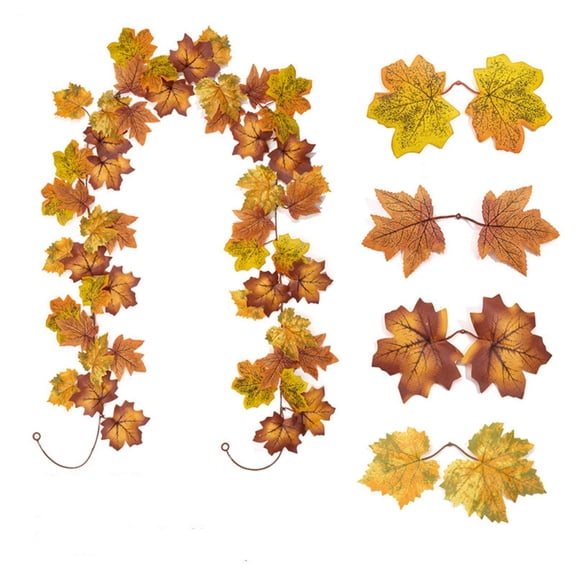 78.7 Inch Artificial Fall Maple Leaf Garland, Flexible Coffee Brown Autumn Vine for Mantel, Stair Railing, Doorway, Table and Thanksgiving Decor, Style B