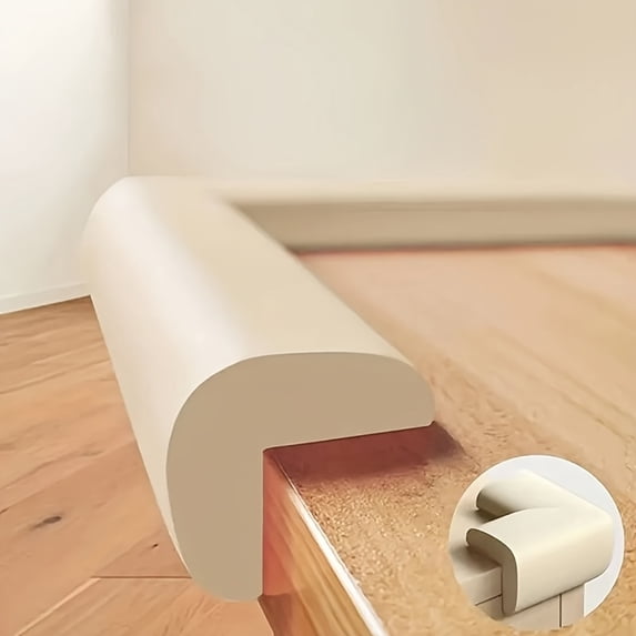 78.7 Inch L-Shape Foam Edge Guard Corner Protector, Soft Furniture Corner Bumper for Table Desk Bed, Self-Adhesive Baby Proofing Safety Strip for Kids, Beige