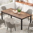 thumbnail image 1 of 78.7-Inch Long Dining Table for 6-8 People, Modern Industrial Kitchen Table with Sturdy Metal Legs and Round Corners, Large Rectangle Table for Dining Room or Workspace, Brown, 1 of 8