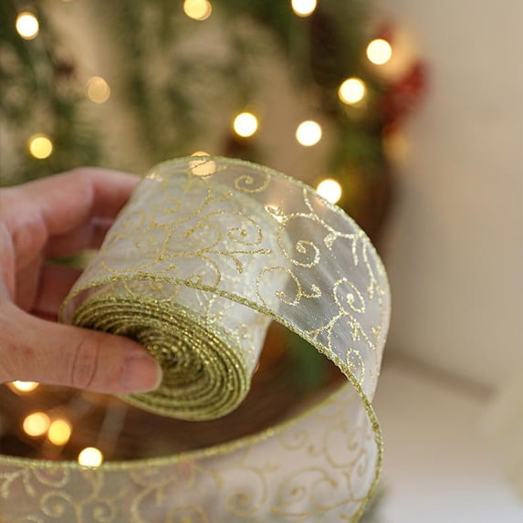 78.7 Inch Wired Christmas Ribbon, 2.48 Inch Wide Linen Craft Ribbon for DIY Bows Xmas Tree Wreath Gift Wrapping Window Mantel Holiday Home Party Decorations